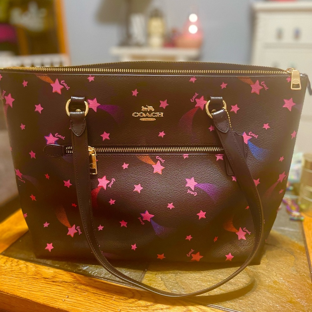 Blue Coach tote bag/purse with stars